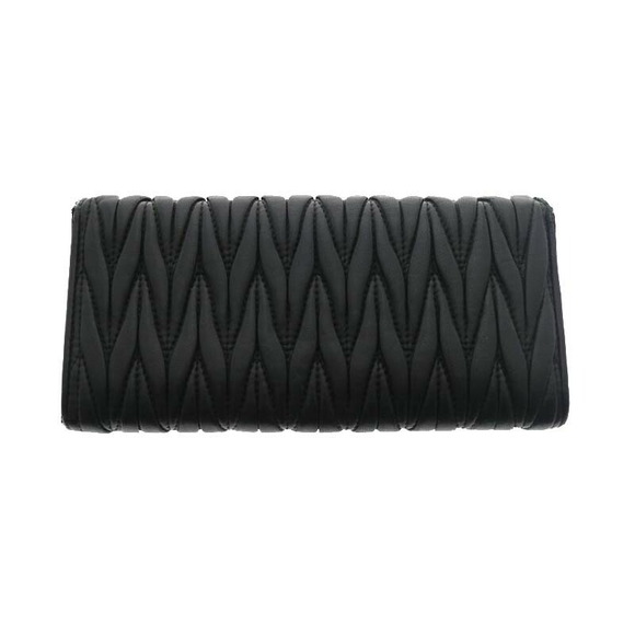 Miu Miu Double Hook Long Wallet Black Nappa Line - Picture 2 of 8